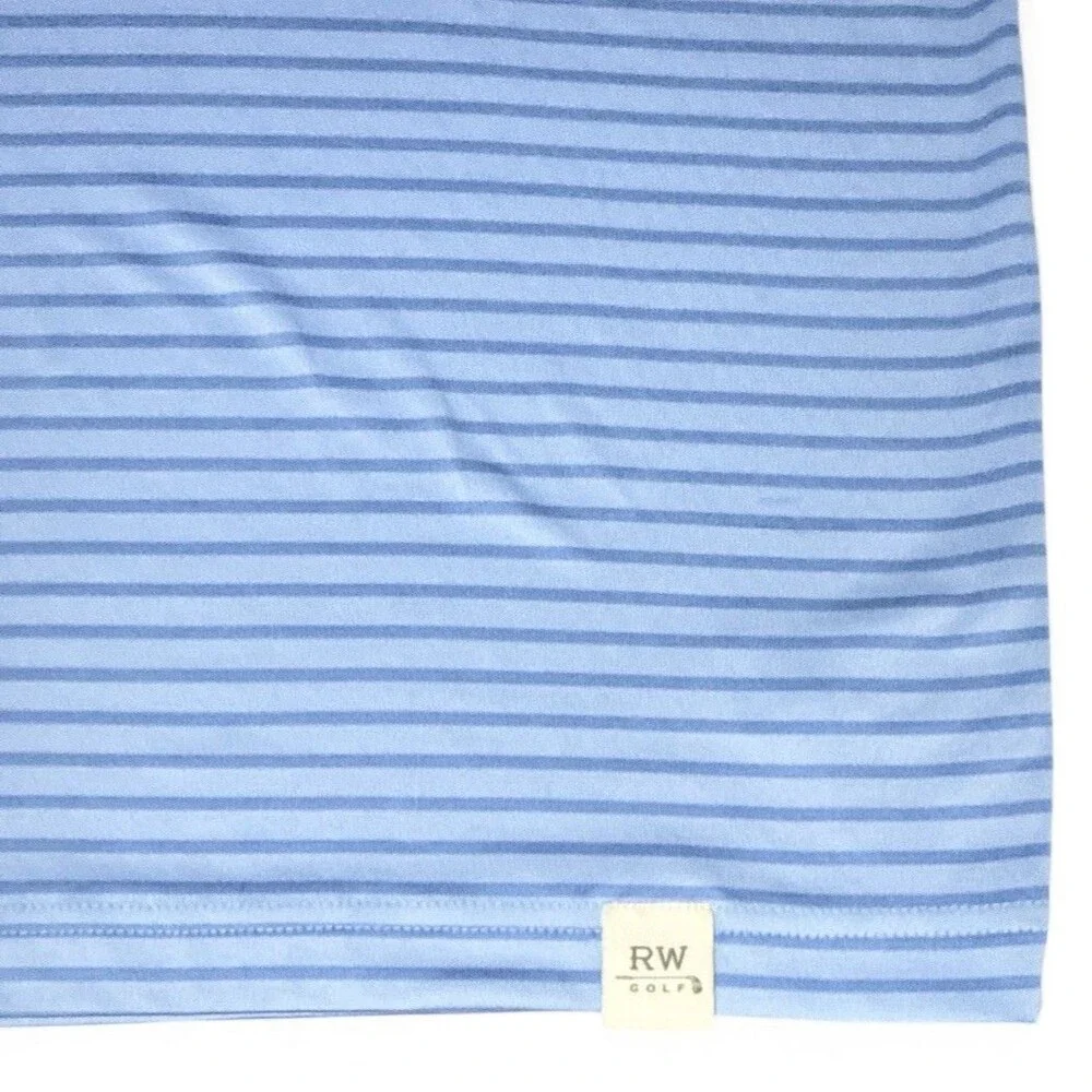 Rorie Whelan Polo Shirt Mens Large Blue Microstripe Performance Golf Stretch
